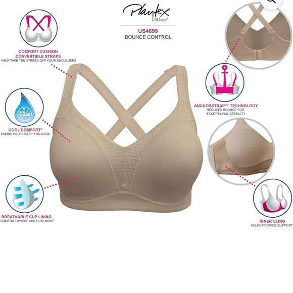 New - Women's 18 Hour® Bounce Control Convertible Wireless Bra - Picture 5 of 7
